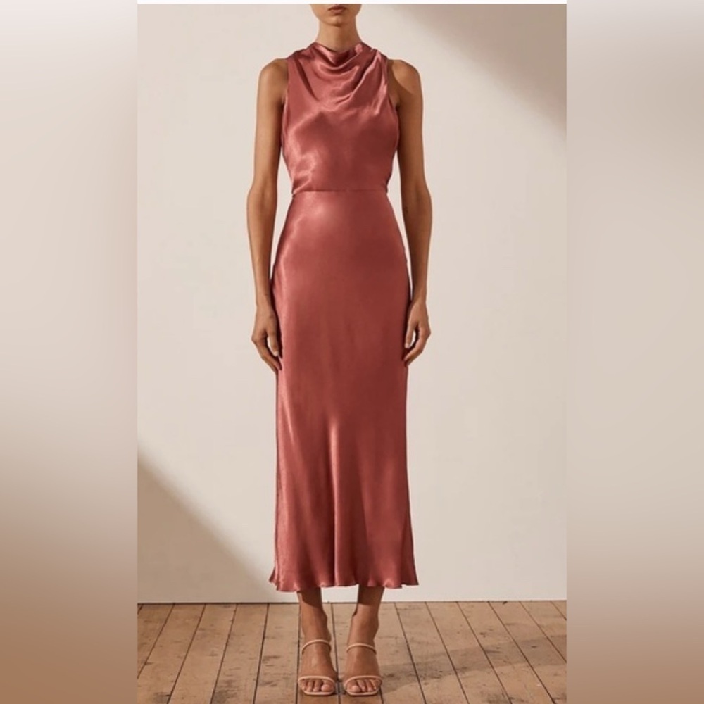 Shona Joy La Lune High Neck Midi Dress in Terracotta
Sz 6